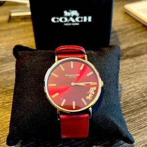 Coach burgundy leather watch
